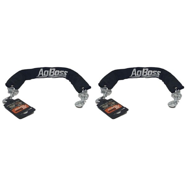 2PK AgBoss Dog Ute/Car Heavy Duty Chain With Snap Hooks Black 4x500mm