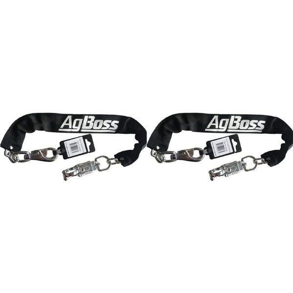 2PK AgBoss Dog Ute/Car Chain With Bull And Panic Snap Black 5x500mm