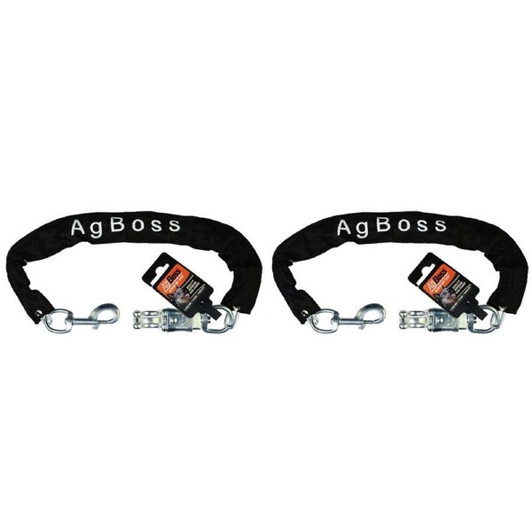 2PK AgBoss Dog Ute/Car Chain With Quick & Easy Release Black 4x500mm