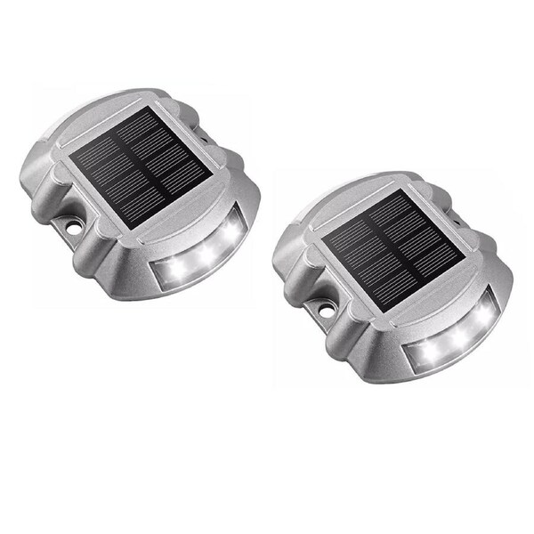 2x Solar Driveway Lights Deck Pathway Lights Solar Dock LED Light Safety Light~White Light