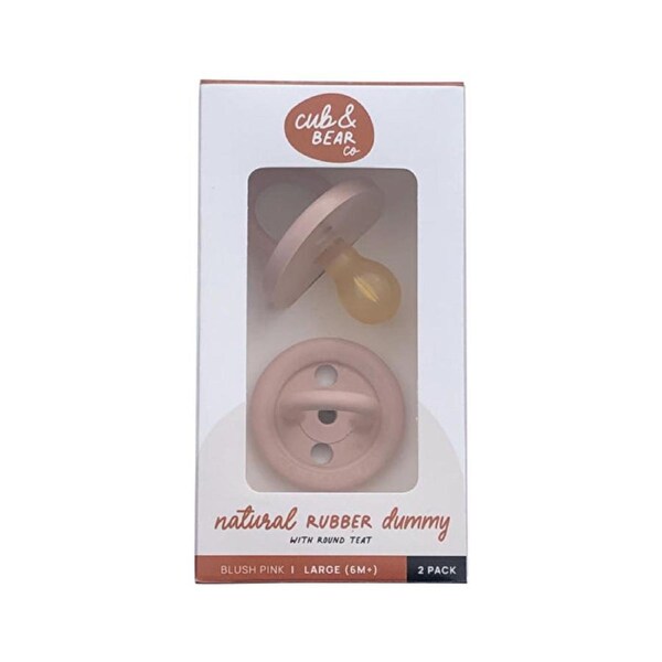 Cub And Bear Co Cub & Bear Co Natural Rubber Dummy Round Teat Large (6+ Months) Blush Pink Twin Pack