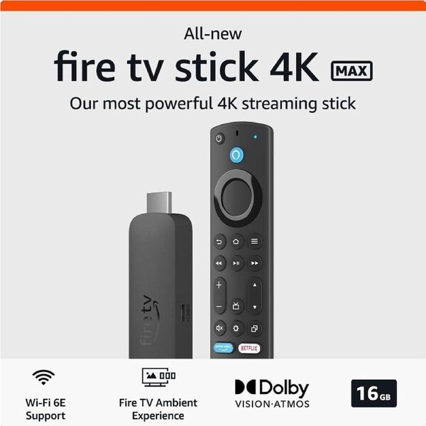 Amazon Fire TV Stick 4K Max 2nd Gen 16GB (2023 Model) Black