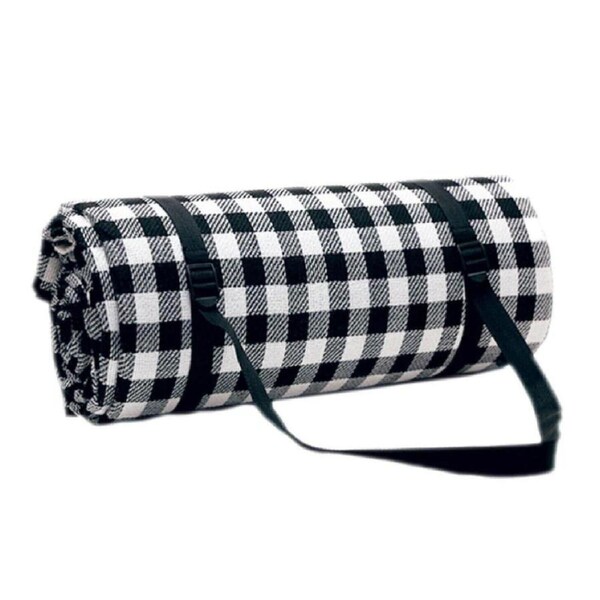 2mx2m Large Picnic Blanket Mat Premium Cashmere Rug Waterproof Outdoor~Black