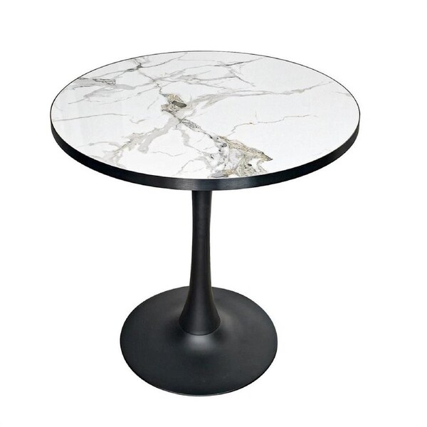 P&P 30-Inch Round Marble Dining Table Modern Dining Room & Outdoor Leisure Coffee Table Furniture