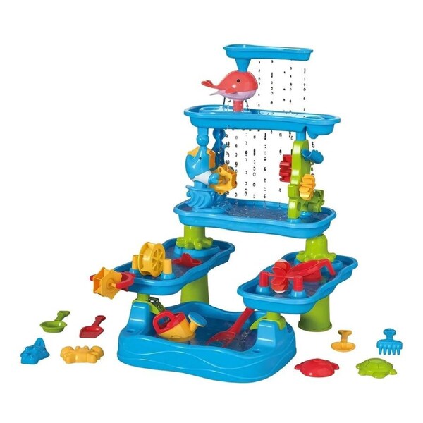 Sand Water Play Table 5 Tier Waterfall Pool Toys Set Sandpit Education Beach Activity Playground Summer Outdoor Backyard Kids Pretend Sensory Playset