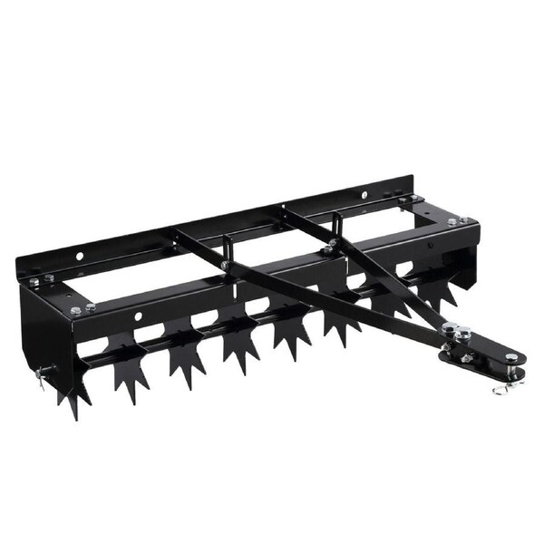 Tow Behind Lawn Aerator 81cm Tractor Pull Spike Grass Soil Penetrator Loosener Rolling Ride On Mower Hitch Heavy Duty Steel Tines Farm Garden Yard