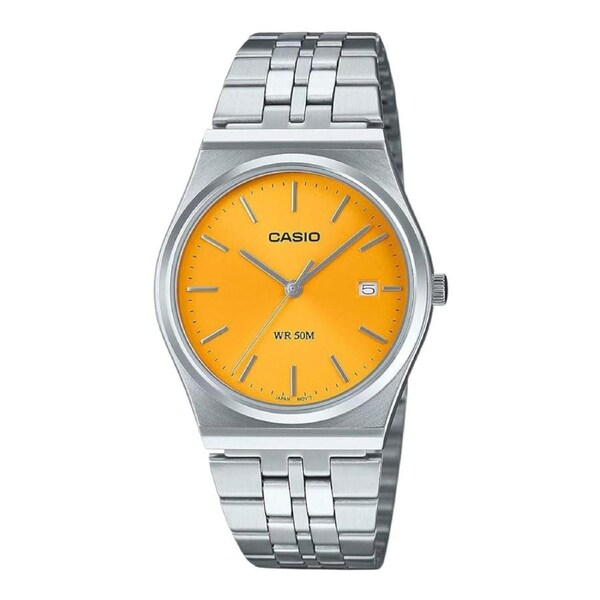 Casio MTP-B145D-9 Unisex Watch Yellow Dial 40mm Quartz 50m WR Stainless