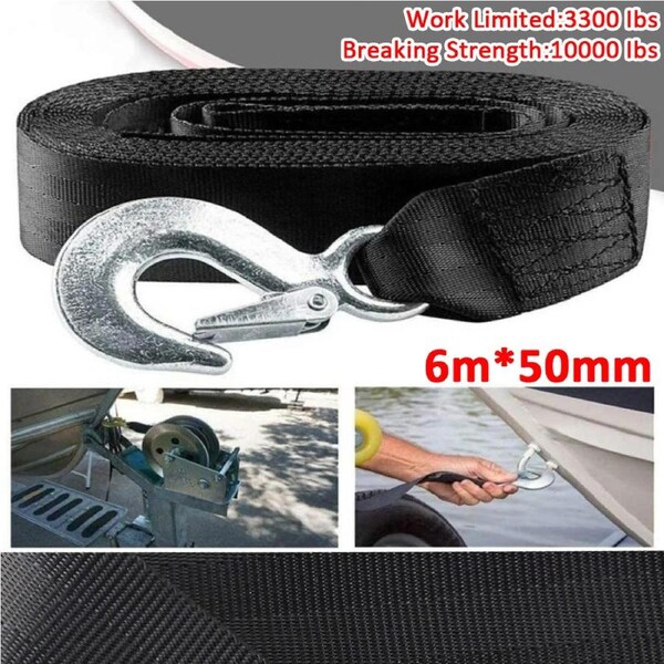 OZNALA Heavy Duty Boat Trailer Hand Winch Strap Replacement 6M x 50MM Up to 10000LBS