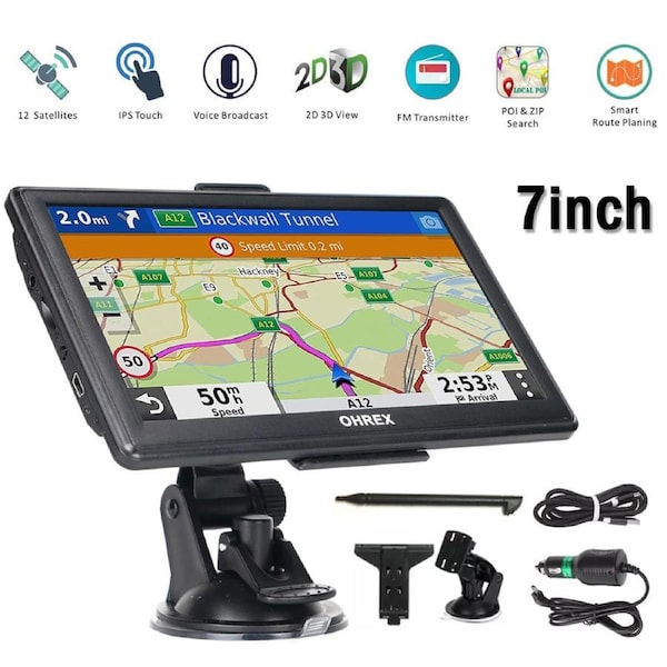 OZNALA 7'' Portable Truck Car GPS Navigation Sat Nav Bus Navigation System Lifetime Free Australia Map