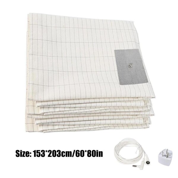 OZNALA Bed Earthing Sheet Grounding Mat Queen King Bed Flat Sheet 153*203cm White
