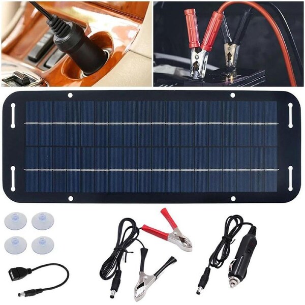 OZNALA 60W Solar Panel 12V volt Trickle Battery Charger with Extension Cable and Battery Clip For Caravan Car Van Boat Kit Battery Power Charging