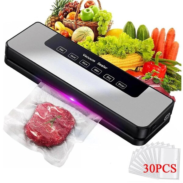 OZNALA Vacuum Sealer Automatic Sealing Machine With Bags 5 Sealing Modes Fresh Dry Wet Food Saver Storage Easy Cleaning Stainless Steel Panel Compact Design Led Indicator Lights