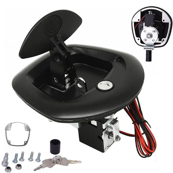 Black Power Operated Central Locking Handle Whale Tail Lock Recessed Folding 12V