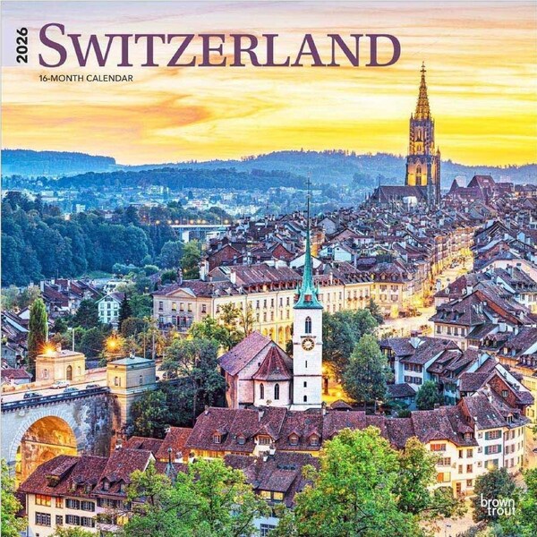 2026 Calendar Switzerland 16-Month Square Wall, BrownTrout BT05757