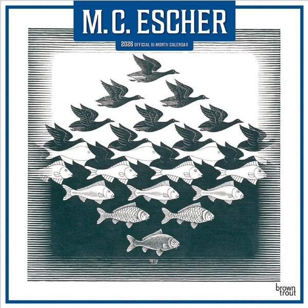 2026 Calendar M.C. Escher Official 16-Month Square Wall, BrownTrout BT07065