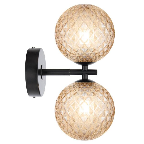 Felton Modern Wall Lamp Light Glass Metal Amber Black Matte