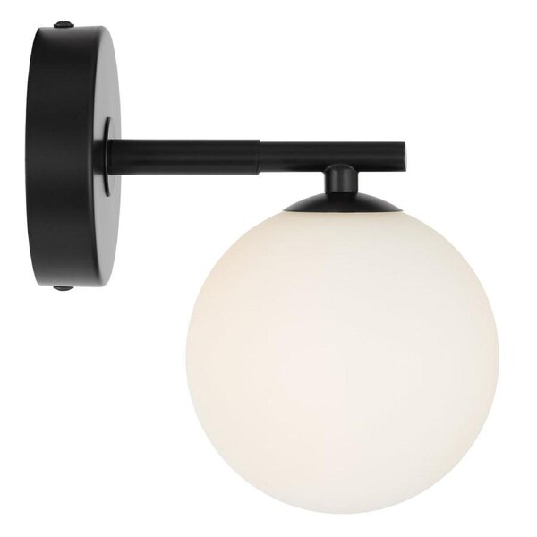 Felton Modern Wall Lamp Light Glass Metal Black Opal Matt Matte