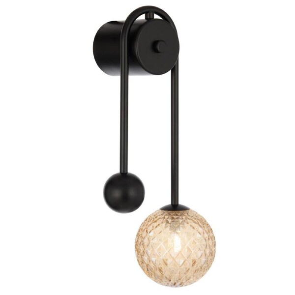 Felton Modern Wall Lamp Light Glass Metal Amber Black Matte