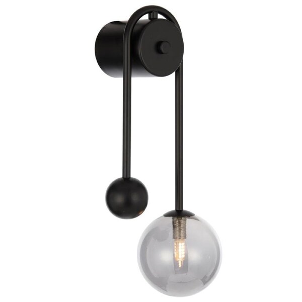 Felton Modern Wall Lamp Light Glass Metal Black Smoke Matte