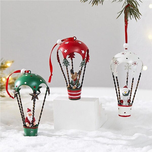 3Pcs Christmas Iron Decoration Santa Claus Elk Pendant Holiday Snowman Ornaments