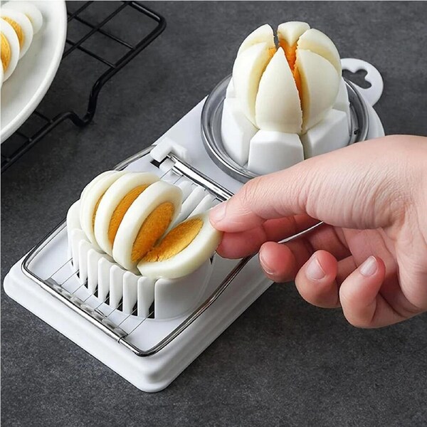 2Pcs Multifunctional Egg Cutter Stainless Steel Egg Slicer Sectioner Cutter Tool