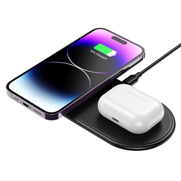 2 In 1 15W Fast Wireless Charger Pad for iPhone 11 12 13 14 15 X AirPods 3 Pro