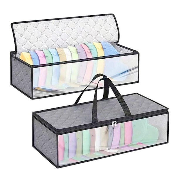 2 Pcs Hat Storage For Baseball Caps Organizer With With Double Carry Handles