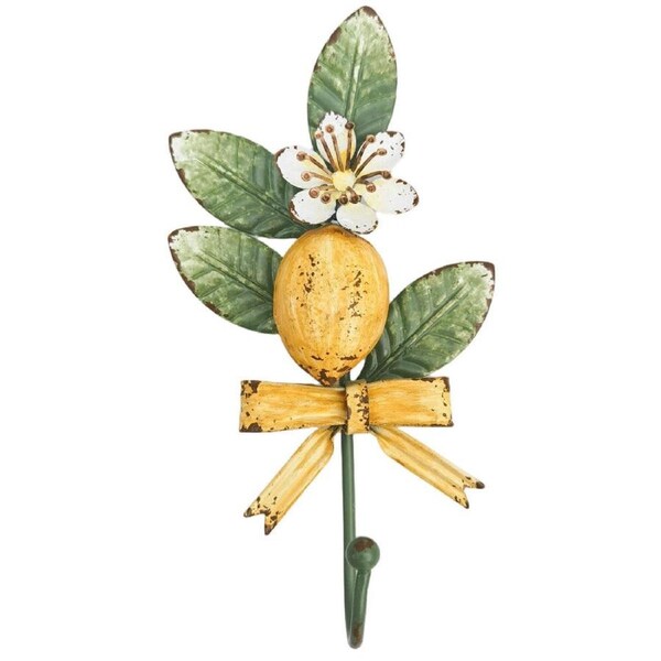 Urban Metal Lemon Decorative Hanging Wall Hook 20x11cm Yellow