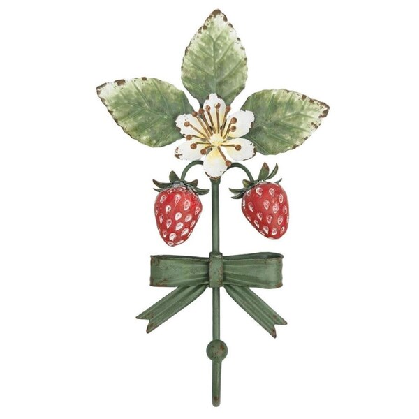 Urban Metal Strawberry Decorative Hanging Wall Hook 20x11cm Red