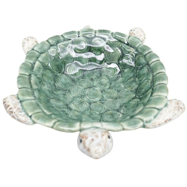 Urban Ceramic Reef Turtle Trinket Storage Tray Bowl 22x17cm Green