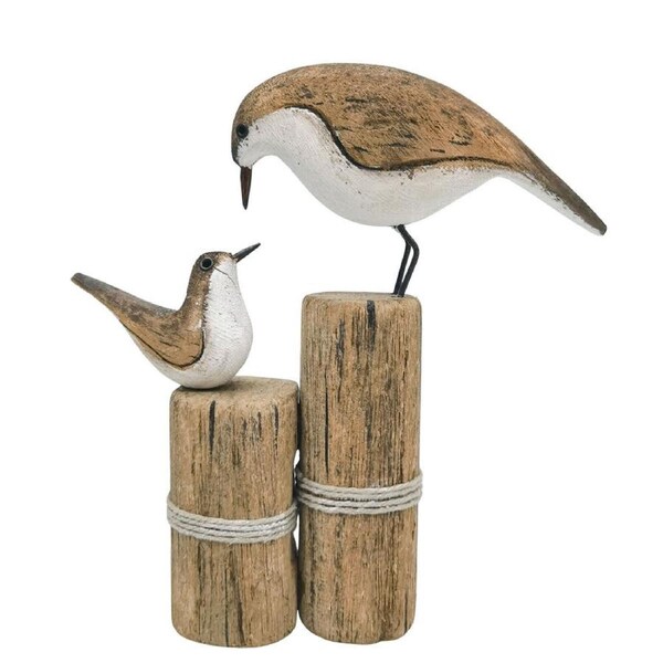 Urban Wooden Drift Seabirds Decorative Ornament 18x17cm Natural