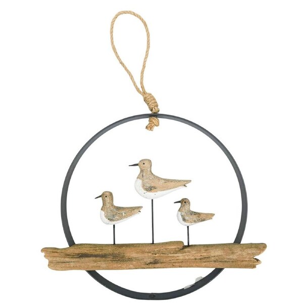 Urban Wooden Drift Triple Seabirds Hanging Decoration 24x28cm Natural