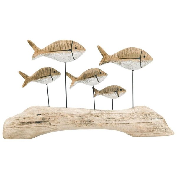 Urban Wooden Drift School of Fish Table Ornament 22x40cm Natural