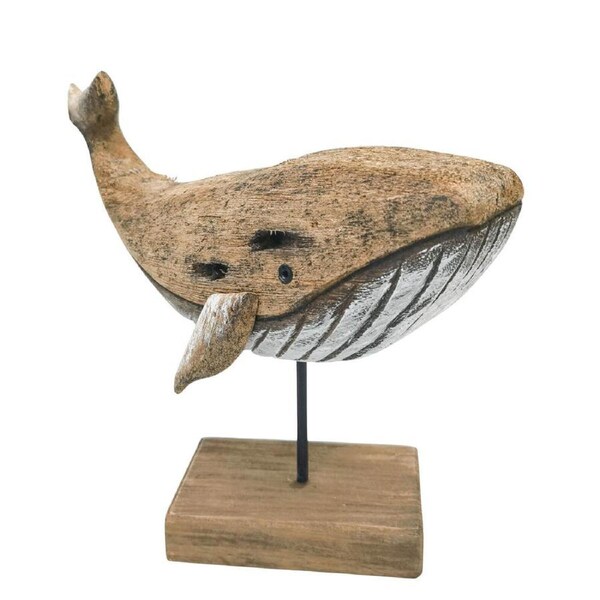 Urban Wooden Drift Whale Table Decorative Ornament 20x25cm Natural