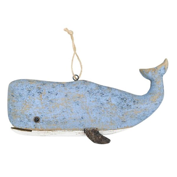 Urban Wooden Drift Whale Hanging Decoration Ornament 13x28cm Blue