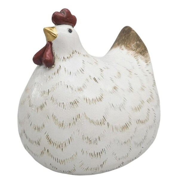 Urban Chicken Resin Decorative Ornament Large 16x13cm White/Black