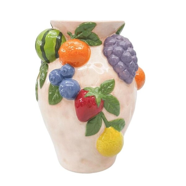Urban Ceramic Tropical Fruit Decorative Urn Vase 19x14cm Pink
