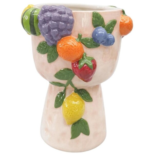 Urban Ceramic Tropical Fruit Tall Decorative Planter Pot 23x19cm Pink
