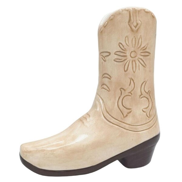 Urban Ceramic Cowboy Boots Home Decor Flower Vase 19x17cm Tan