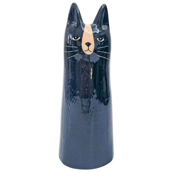 Urban Ceramic Bailey Cat Home Decor Flower Vase 23x9cm Black