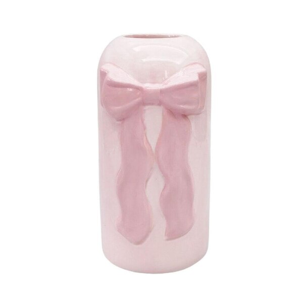 Urban Ceramic Tall Bow Home Decorative Flower Vase 22x12cm Pink