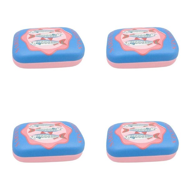 4PK Urban Leather Sardines Mini Travel Cosmetic Storage Case 9cm Blue