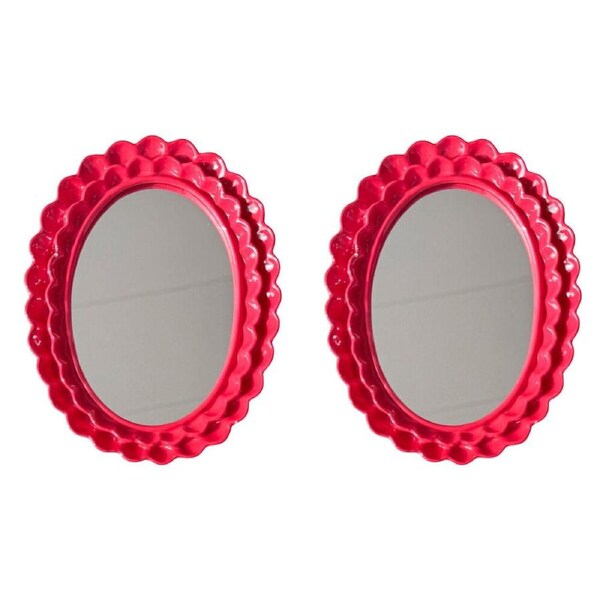 2PK Urban Resin/Wood Lotti Petal Oval Mirror Frame 5x7in 22x18cm Red