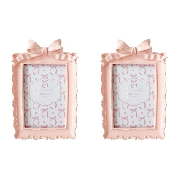 2PK Urban Resin/Wood Lotti Bow Photo Picture Frame 4x6in 20x14cm Pink