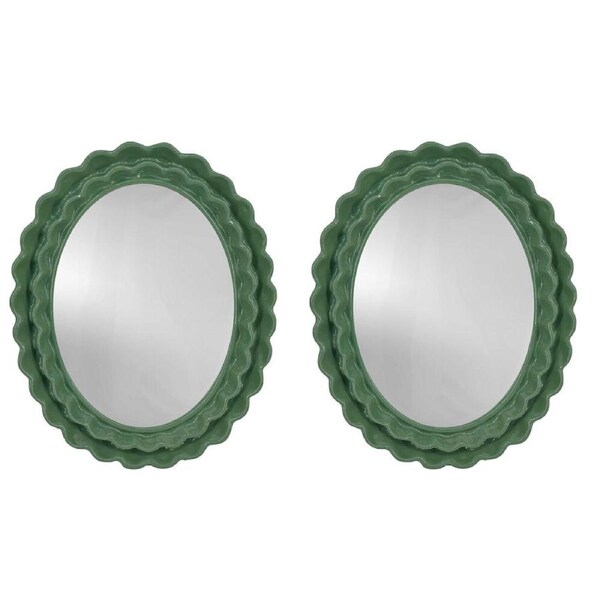 2PK Urban Resin/Wood Lotti Petal Oval Mirror 5x7in 22x18cm Sage Green