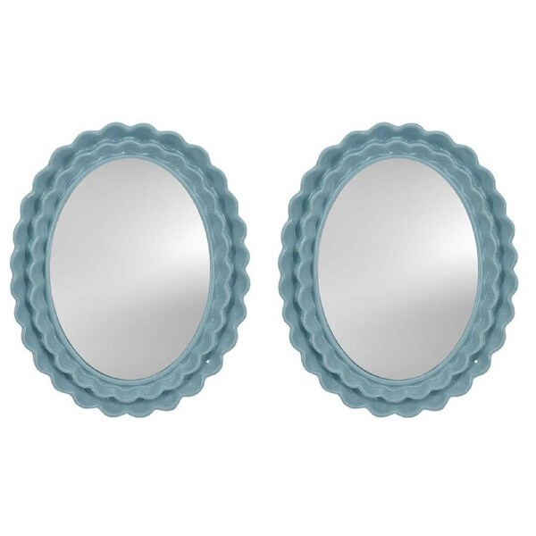 2PK Urban Resin/Wood Lotti Petal Oval Mirror Frame 5x7in 22x18cm Blue