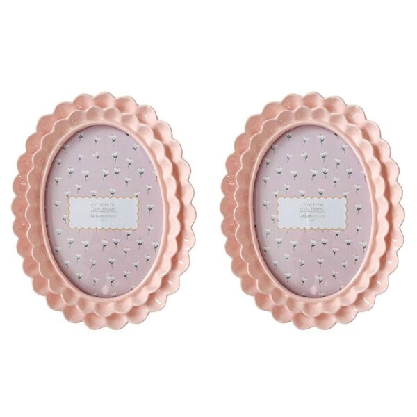 2PK Urban Resin/Wood Lotti Petal Oval Photo Picture Frame 5x7in 22x18cm Pink