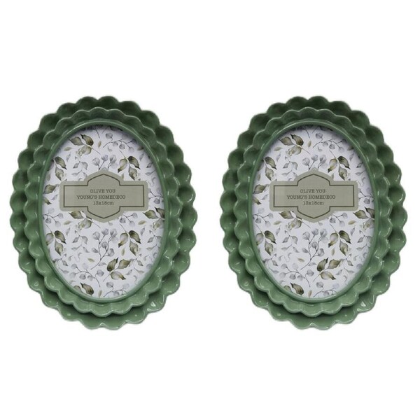2PK Urban Resin/Wood Lotti Petal Oval Frame 5x7in 22x18cm Sage Green