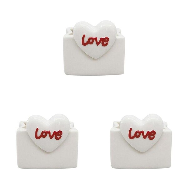 3PK Urban Ceramic Love Heart Vessel Home Decor Vase 7x8cm Red/White