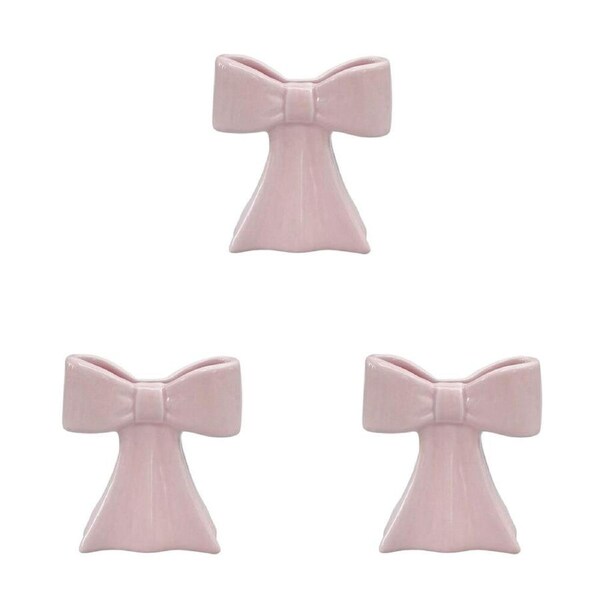 3PK Urban Ceramic Bow Home Decorative Flower Vase Pot 11x10cm Pink